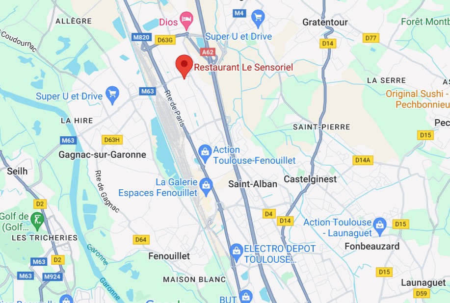 plan d'accès google maps du restaurant Le Sensoriel à Saint-Alban